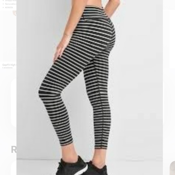 GapFit Black and White Striped Leggings - Picture 1 of 5
